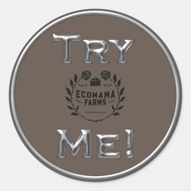 Try Me Logo Silver Product Tester Sample Container Classic Round Sticker (Front)