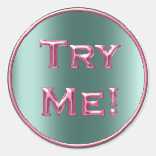 Try Me Mint Teal Pink Tester Sample Container Classic Round Sticker