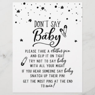 Try Not To Say Baby / Don't Say Baby Game Sign