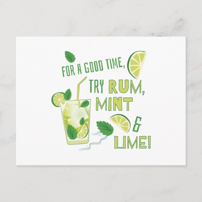 Try Rum, Mint & Lime Postcard (Front)