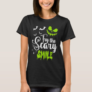 Try The Scary Smile Pumpkin Jack O Lantern Face T-Shirt