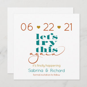 Try This Again Bold Teal Rust Gold Save the Date Invitation