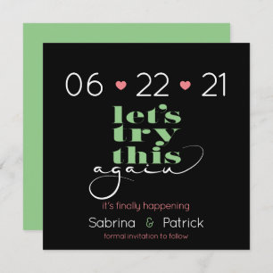 Try This Again Coral Pistachio Green Savethe-Date Invitation