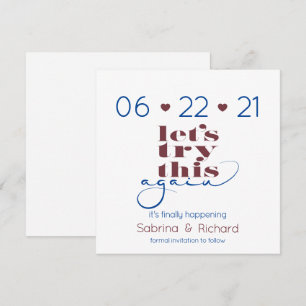 Try This Again Navy & Burgundy Save the Date Invitation