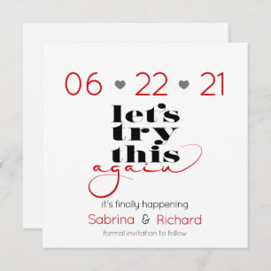 Try This Again Red Black and Grey  Save the Date Invitation
