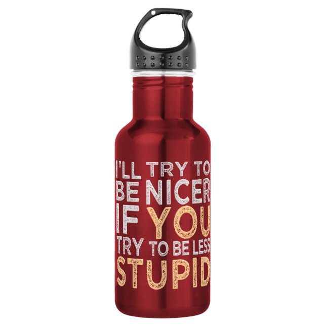 Try To Be Nicer custom 532 Ml Water Bottle (Front)