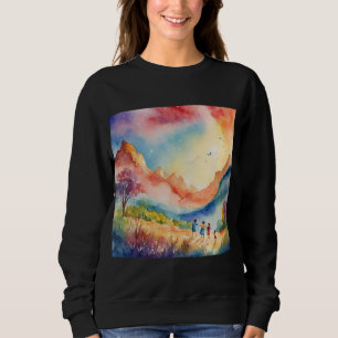 try to describe nature in water colour art sweatshirt