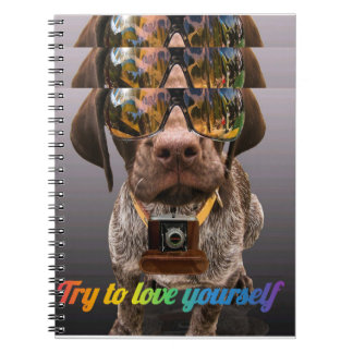 Try to Love Yourself | Cute Dog with Glasses & Cam Notebook