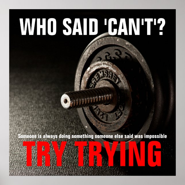 Try Trying Inspirational Quote Success Dumbell Poster (Front)