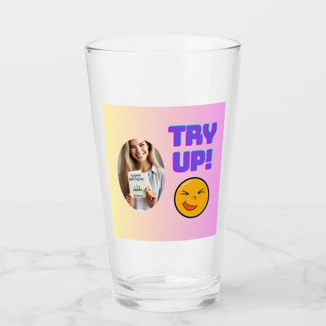 Try Up! Fun Emoji Design for Holiday Cheer Glass (Front)