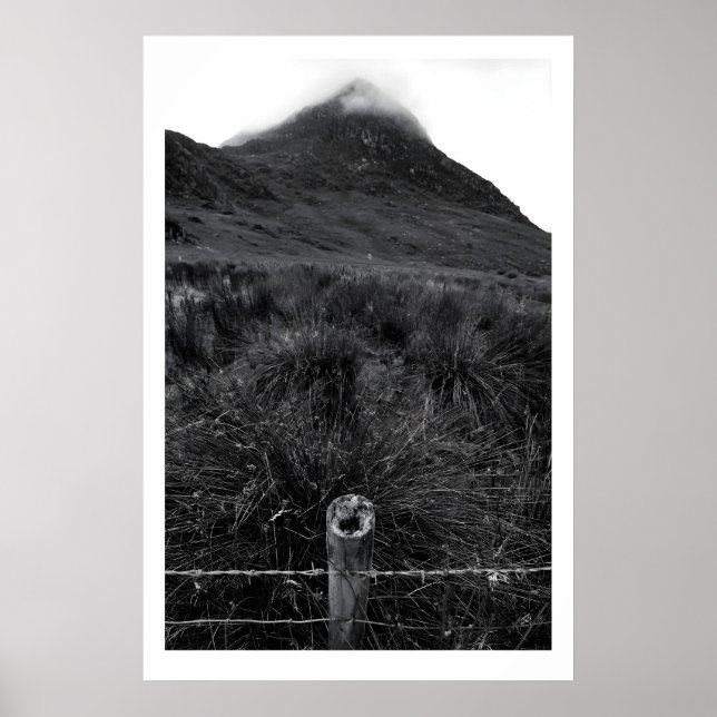 Tryfyn Mountain Print Snowdonia National Park B&W (Front)