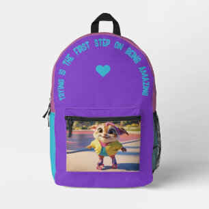 Trying Is The First Step… Printed Backpack