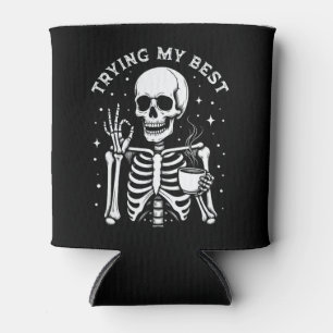 Trying My Best Funny Skeleton Coffee Halloween Can Cooler