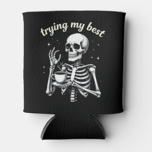 Trying My Best Funny Skeleton Coffee Halloween Can Cooler