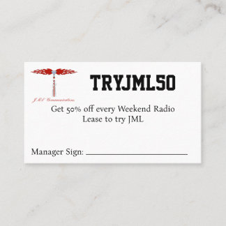TRYJML50 Coupon Business Card