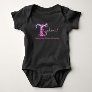 Tryphena girls name & meaning T monogram clothing Baby Bodysuit
