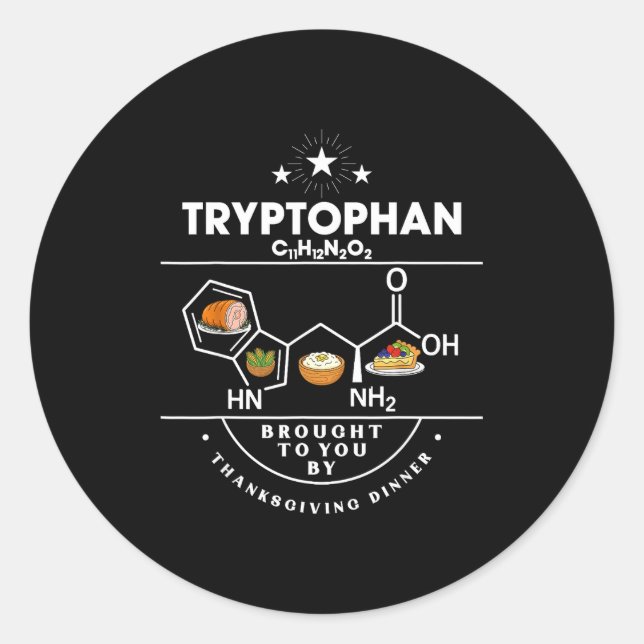 Tryptophan Brought To You By Thanksgiving Dinner  Classic Round Sticker (Front)