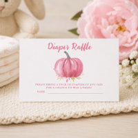 t's a Girl Fun Pink Pumpkin Diaper Raffle Ticket