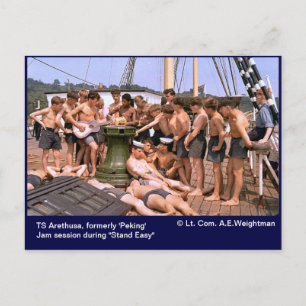 TS Arethusa, formerly 'Peking' "Stand Easy" Postcard