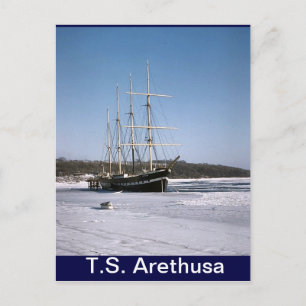 TS Arethusa,in the Medway ice Postcard