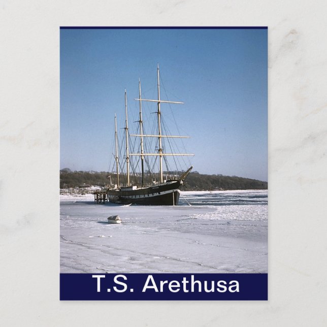TS Arethusa,in the Medway ice Postcard (Front)
