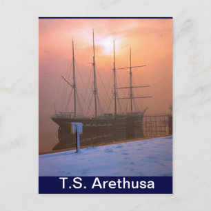 TS Arethusa, Sunset and snow Postcard
