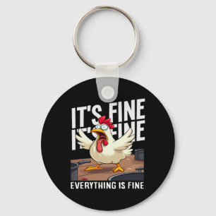 Ts Fine Everything Is Fine Screaming Chicken Chaos Key Ring