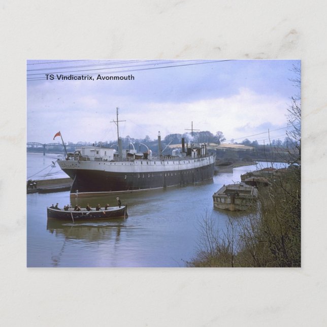 TS Vindicatrix, Avonmouth Postcard (Front)