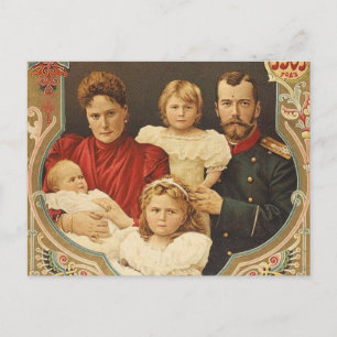 Tsar and Tsarina of Russia with 3 daughters Postcard