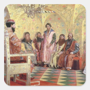 Tsar Mikhail Fyodorovich with Boyars Square Sticker