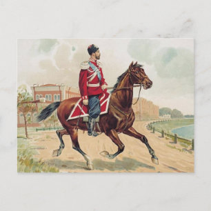 Tsar Nicolas II Romanov of Russia on horse back Postcard