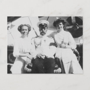 Tsar of Russia with Olga and Tatiana Romanov Postcard