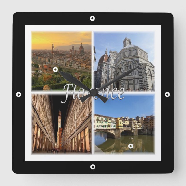 TSC033 FLORENCE, Mosaic, Tuscany, Square Wall Clock (Front)