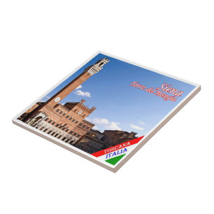 TSC046 SIENA, Torre del Mangia, Tuscany, Ceramic Tile