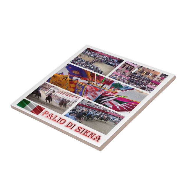 TSC060 SIENA, The Palio  Mosaic, Tuscany, Ceramic Tile (Side)