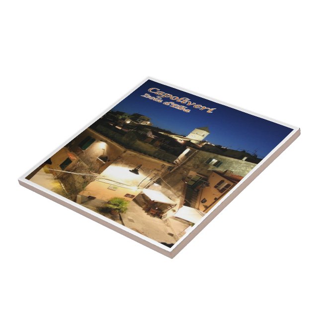 TSC085 CAPOLIVERI By Night, ELBA Island, Ceramic Tile (Side)