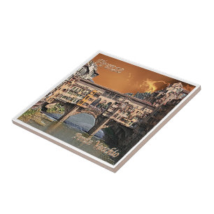 TSC087 FLORENCE, Old Bridge, Tuscany, Ceramic Tile
