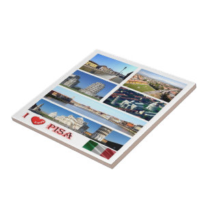 TSC094 PISA I Love, Mosaic, Tuscany, Italy, Ceramic Tile