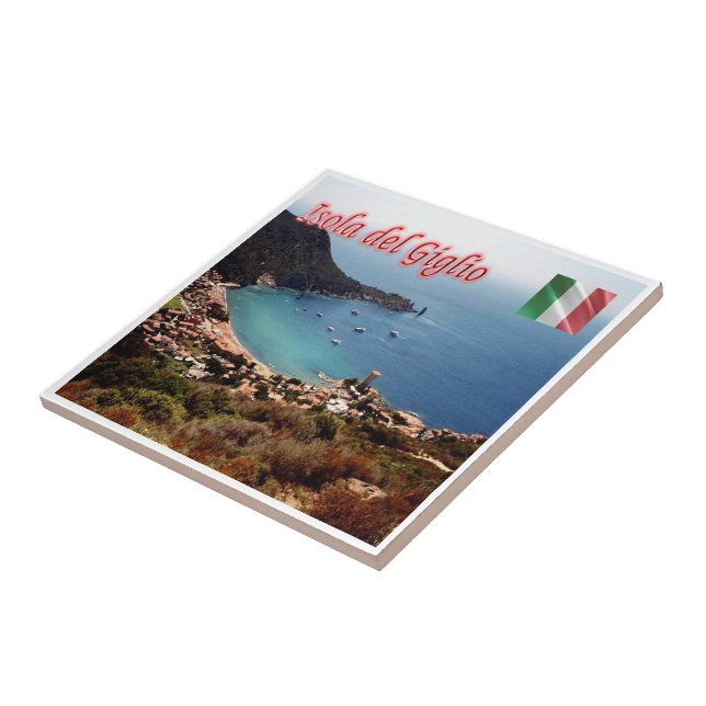TSC120 GIGLIO ISLAND, Panorama, Tuscany, Ceramic Tile (Side)