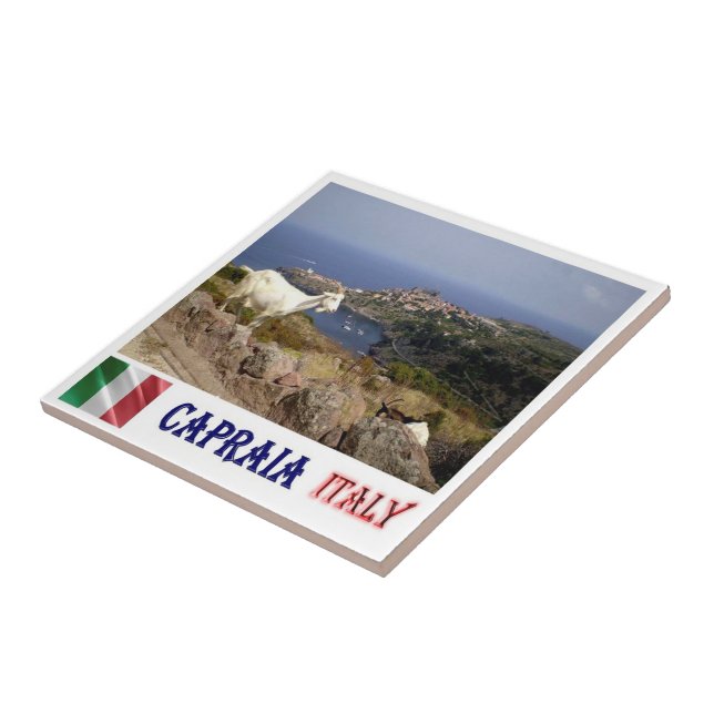 TSC128 CAPRAIA, Panorama, Tuscany, Italy, Ceramic Tile (Side)