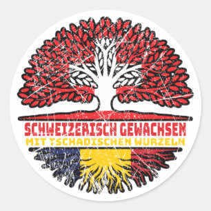 Tschad Tschadisch Schweizer Schweiz Baum Wurzel Classic Round Sticker