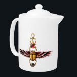 TSDS: Seth's Coat Graphic Teapot<br><div class="desc">The God of Chaos,  Seth's,  coat has this scarab design.  Now you too can wear a bit of Chaos.

The Silver Dolphins Saga ™

© Victoria M. Arisdale Arts™</div>