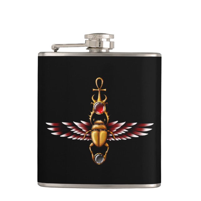 TSDS: Seth's Scarab Coat Graphic Hip Flask (Front)