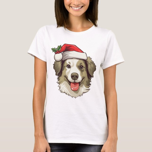 Tshirt - Christmas Border Collie Wheaton (Front)