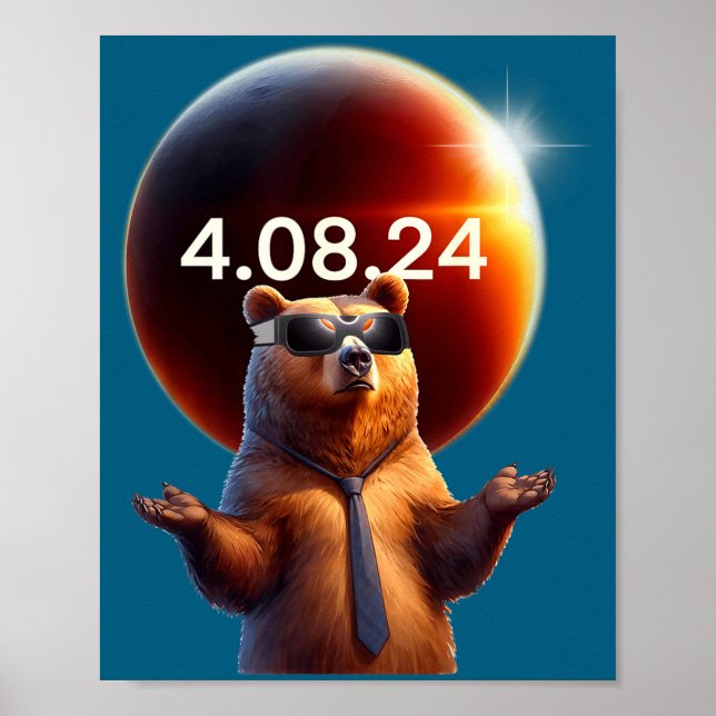Tshirt Solar Eclipse Bear Solar Eclipse Poster (Front)