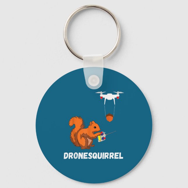 Tshirt Squirrel Drone Pilot Quadcopter Operators Key Ring (Front)