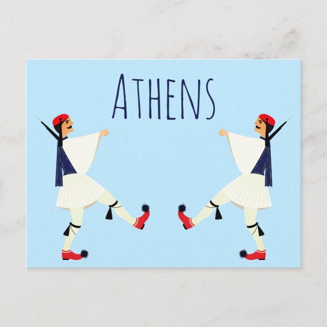 Tsolias (Evzones) with fustanella Athens Postcard (Front)