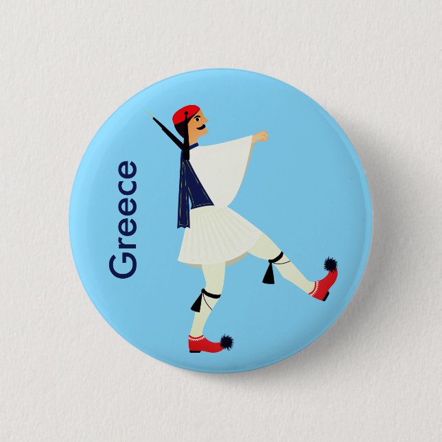 Tsolias (Evzones) with fustanella Greece souvenir 6 Cm Round Badge (Front)