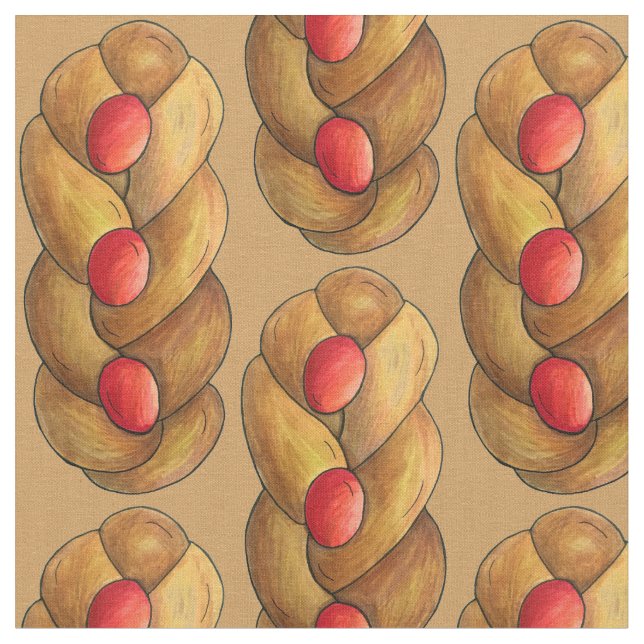 Tsoureki Greek Armenian Holiday Easter Bread Food Fabric (Close Up)