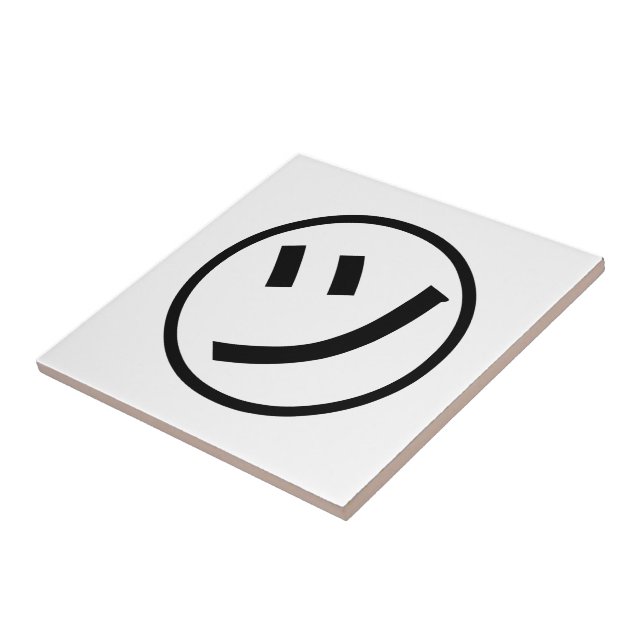 ㋡ Tsu Kana Katakana Smiling Emoji / Emoticon Ceramic Tile (Side)